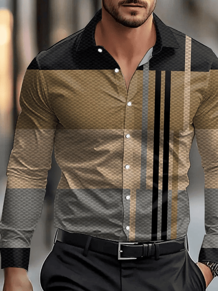 Camisa a cuadros ejecutivo de manga larga para hombre