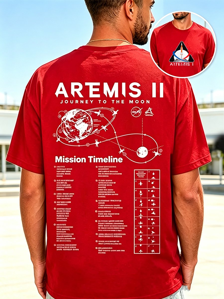 Camiseta Artemis II estampado casual para hombre