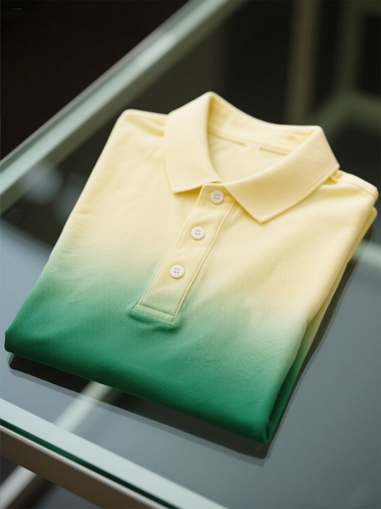 Camisa polo ejecutivo casual degradado Button de manga corta para hombre