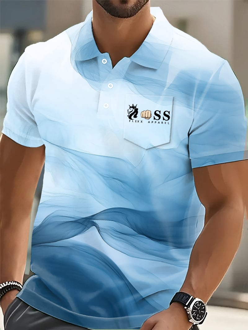 Camisa polo elegantee Letter estampado casual (With bolsillos) para hombre