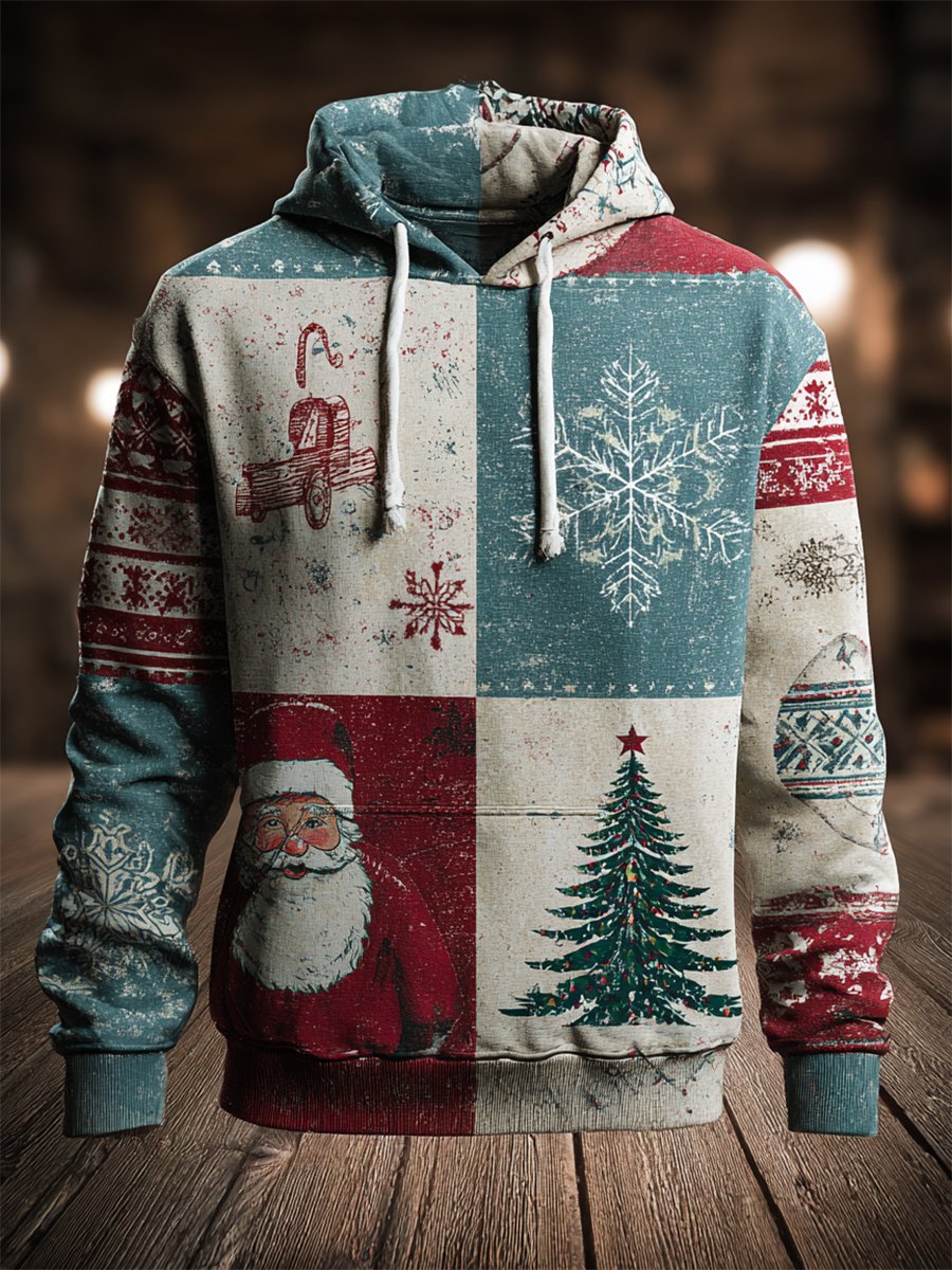 Sudadera vintage Christmas con gorrasucha para hombre