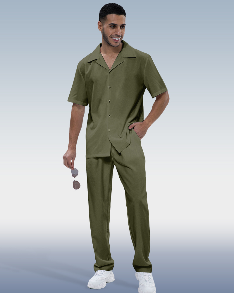 Rianmond Solid de manga corta Walking Suit 3 Colors para hombre