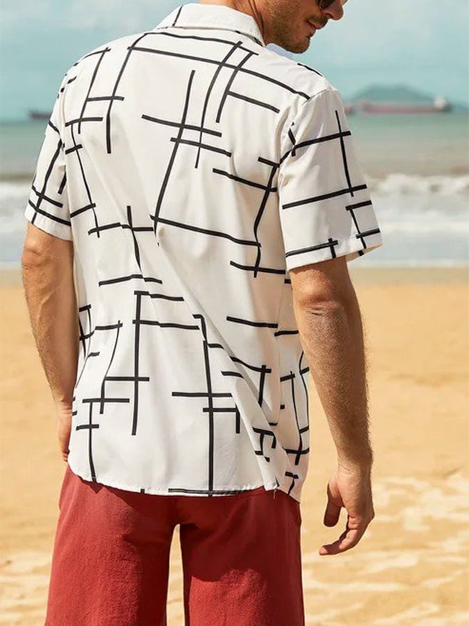 Camisa a rayas Lapel de manga corta