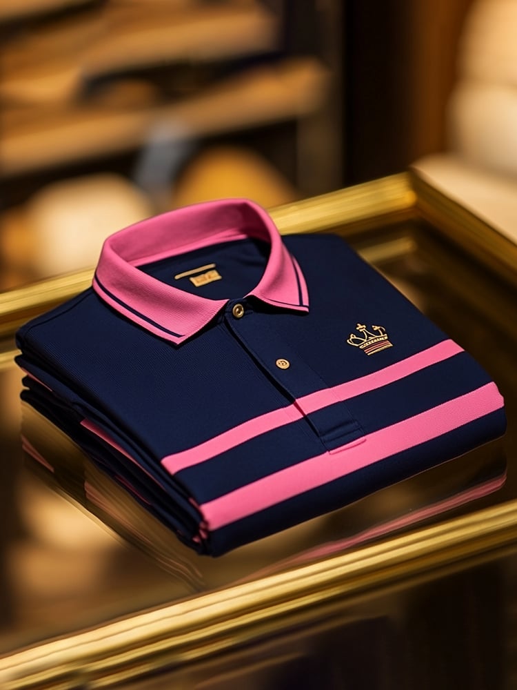 Camisa polo clásico ejecutivo Logo Button de manga corta para hombre