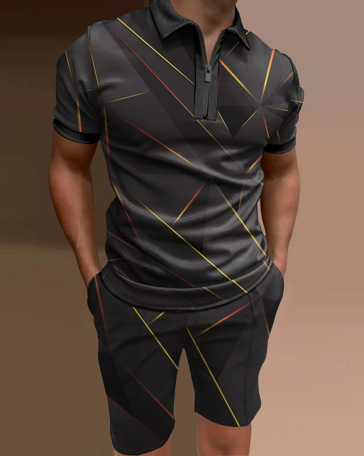 Conjunto de dos piezas camisa polo gradient estampado para hombre