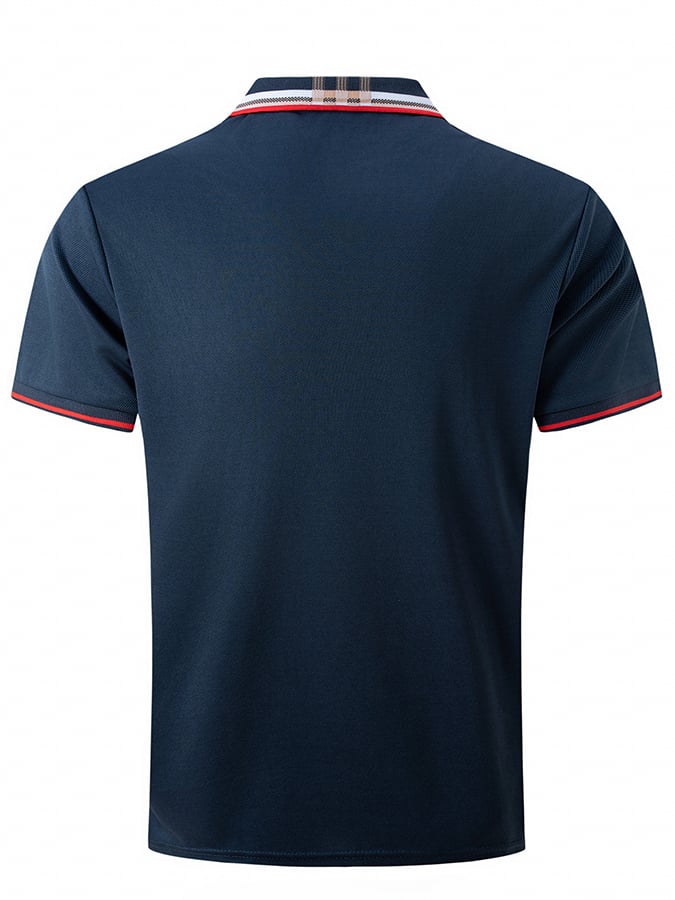 Camisa polo acanalado floral cuello de color sólido Button Up de manga corta para hombre