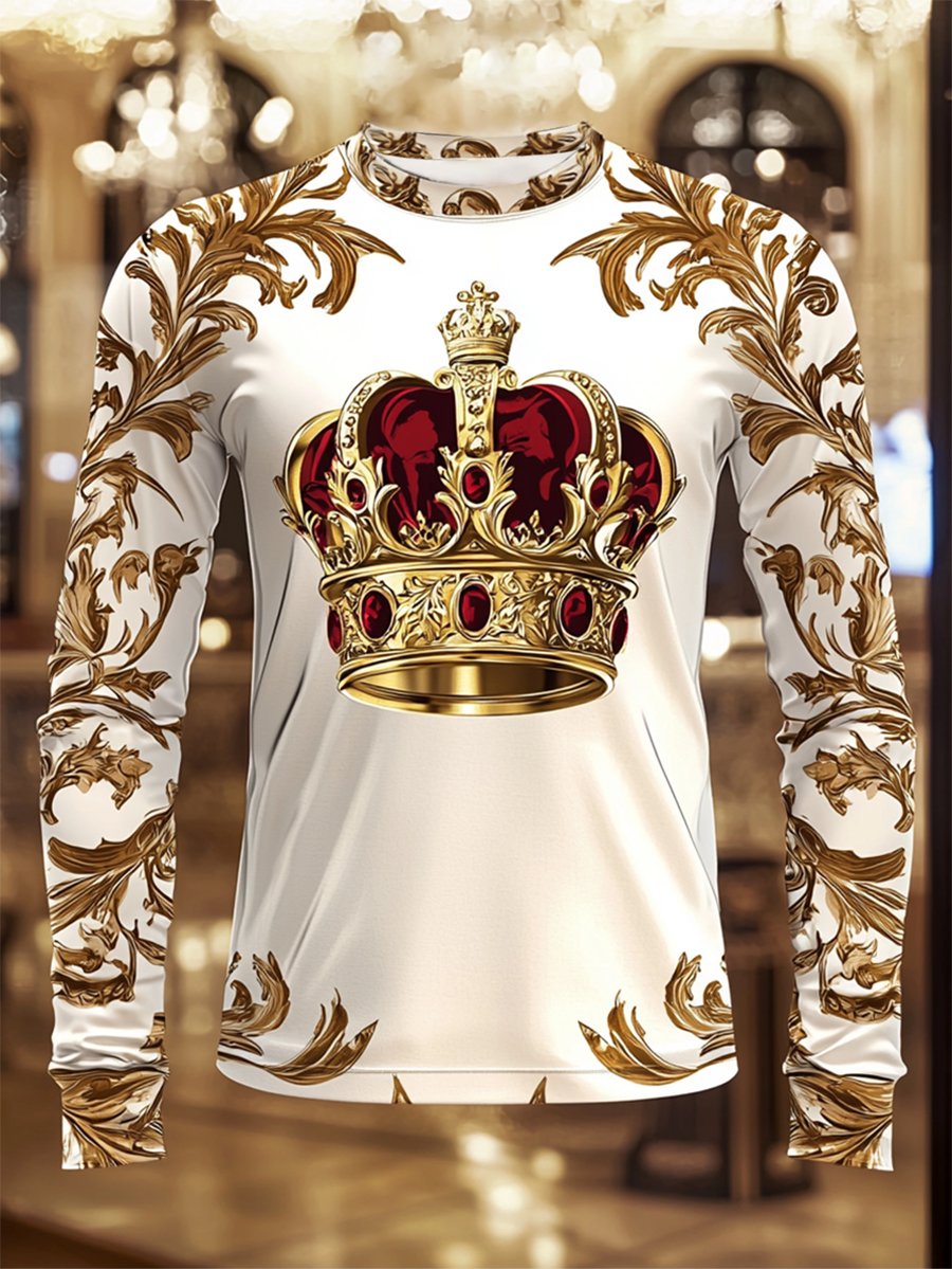 Camiseta Luxe Crown estampado de manga larga para hombre