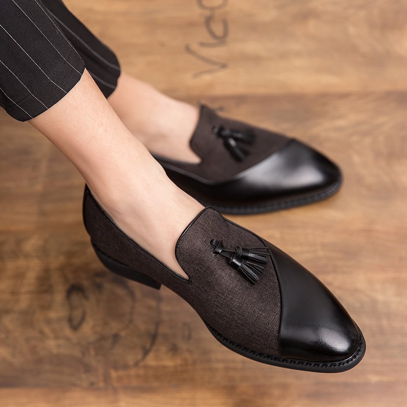 Zapatos Tassel Slip On Party cuero Dress