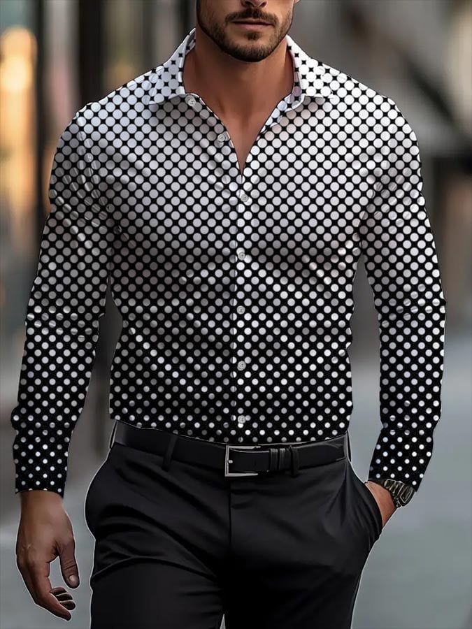 Camisa ejecutivo casual a rayas de manga larga para hombre