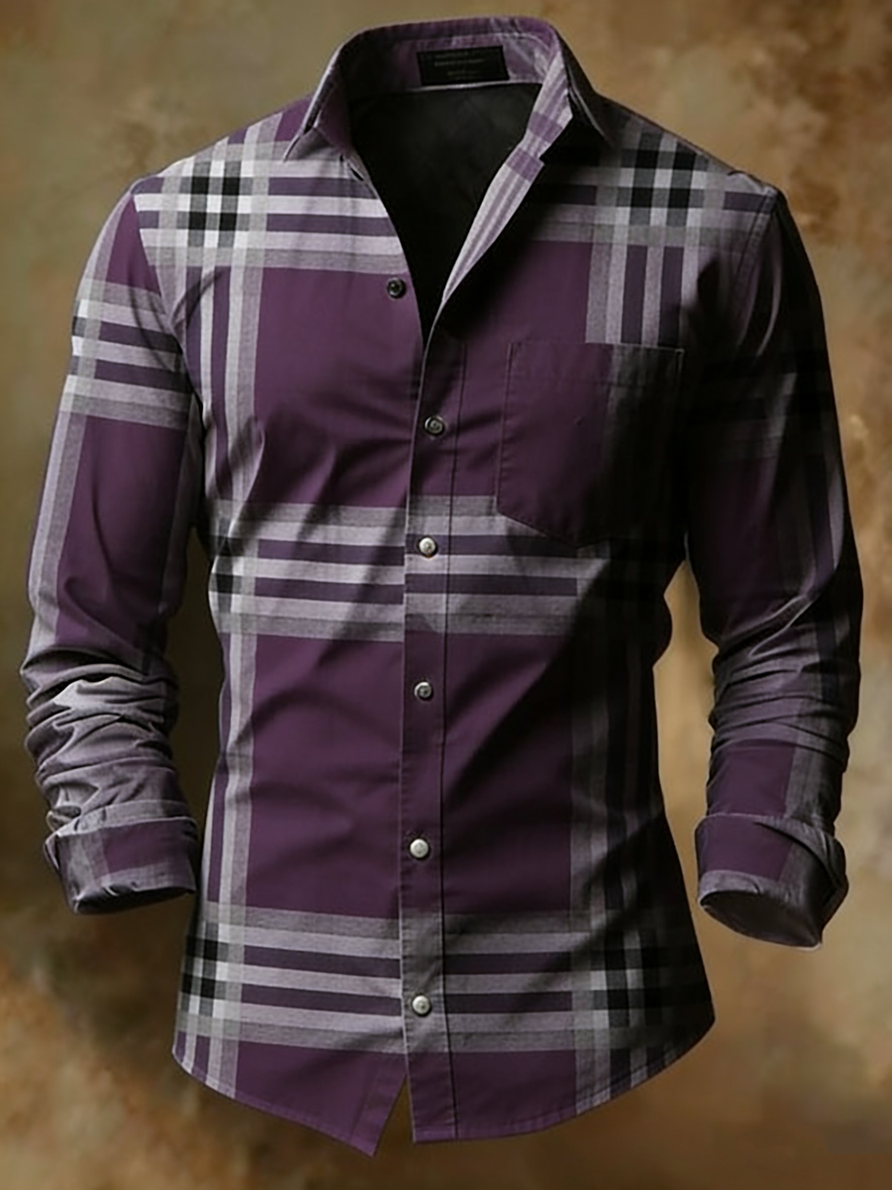 Camisa retro Abstract Art estampado diseño ejecutivo Style para hombre