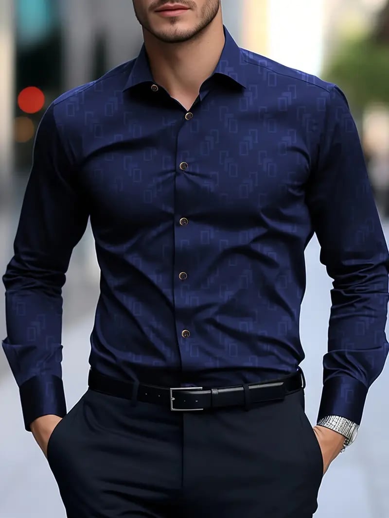 Camisa ejecutivo estampado de manga larga para hombre