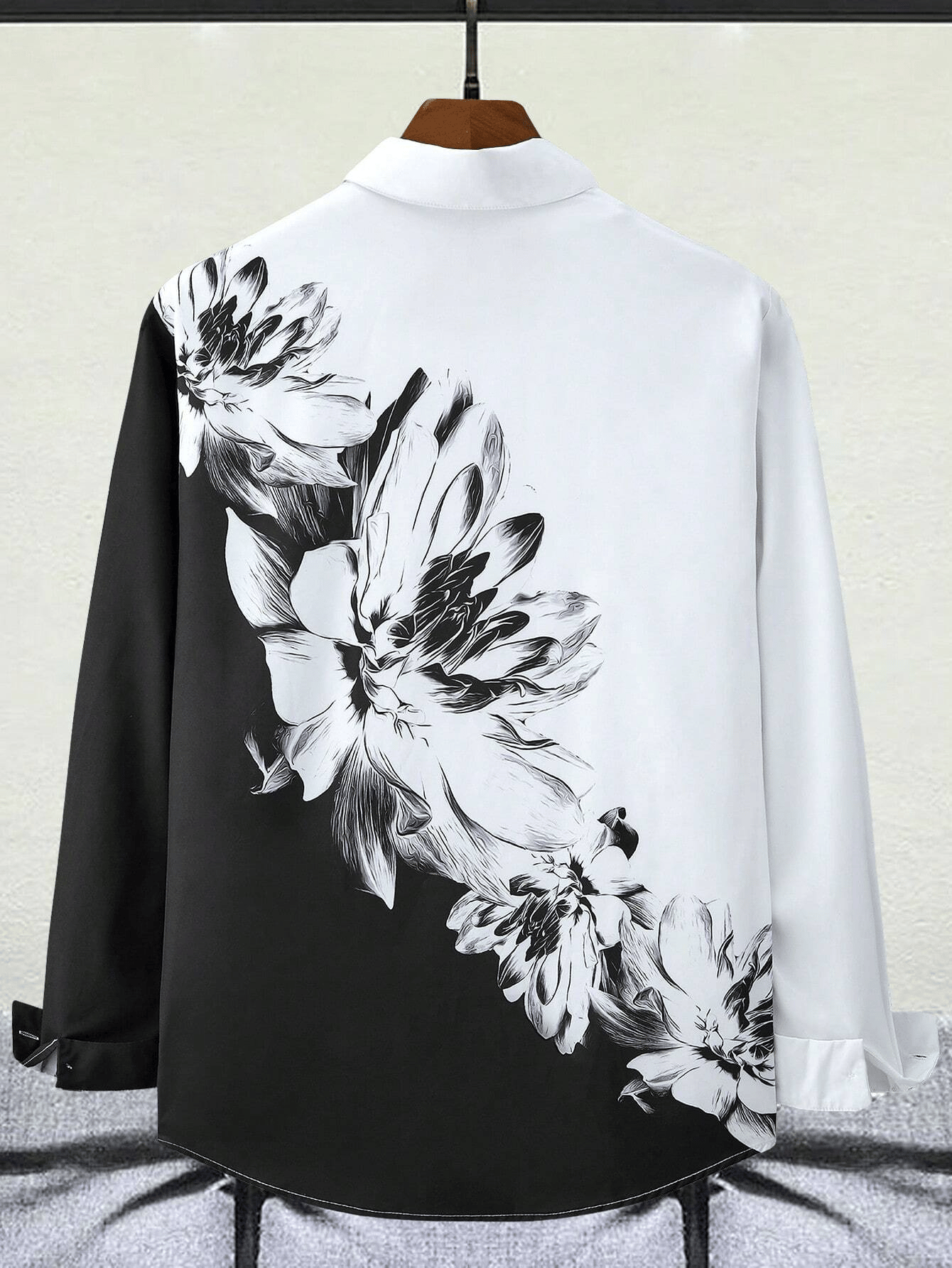 Camisa rayas estampado ejecutivo de manga larga para hombre
