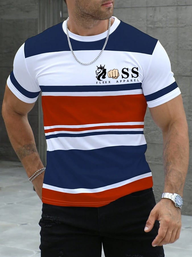 Camiseta retro Letter estampado casual para hombre