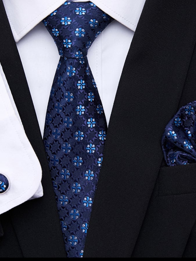 Ejecutivo casual ejecutivo Tie Square Cufflinks 3-Piece Set para hombre