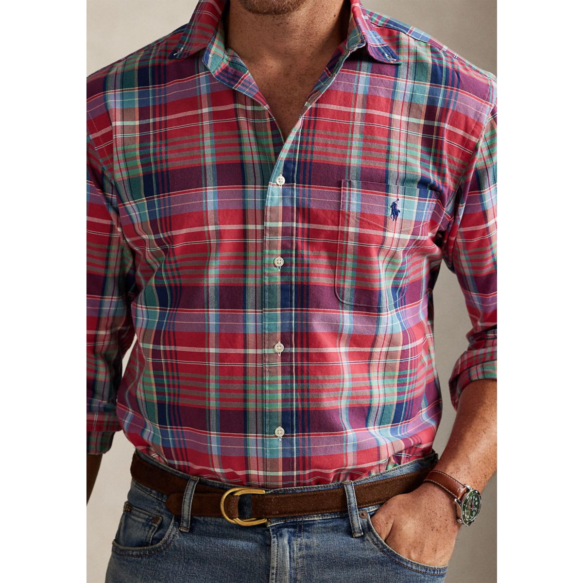 Big & Tall Plaid Oxford Shirt - 3