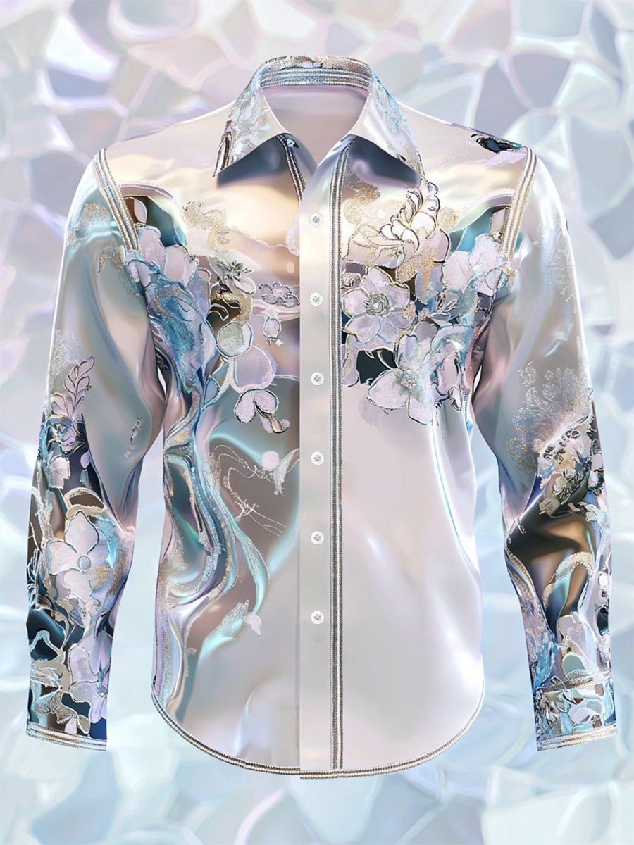 Camisa satén Luxe de manga larga con botones para hombre