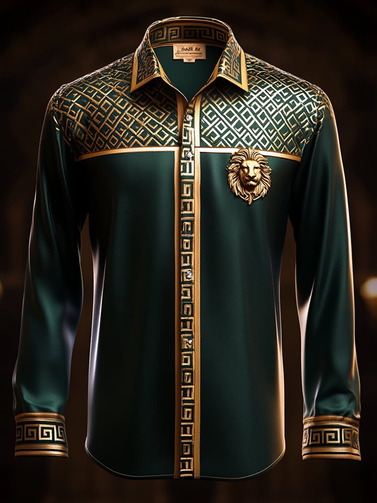 Camisa satén Luxe de manga larga con botones para hombre