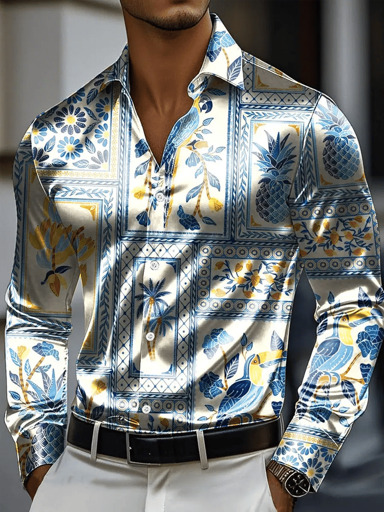 Camisa vintage de manga larga para hombre