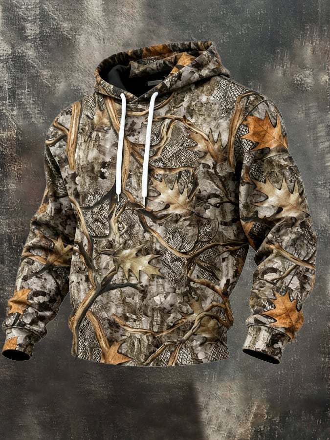 Sudadera retro desgastado en bloques de color camuflaje estampado casual de manga larga para hombre