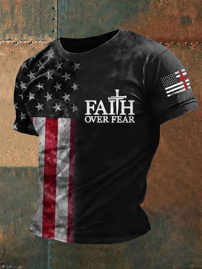 Camiseta vintage Flag Faith estampado para hombre