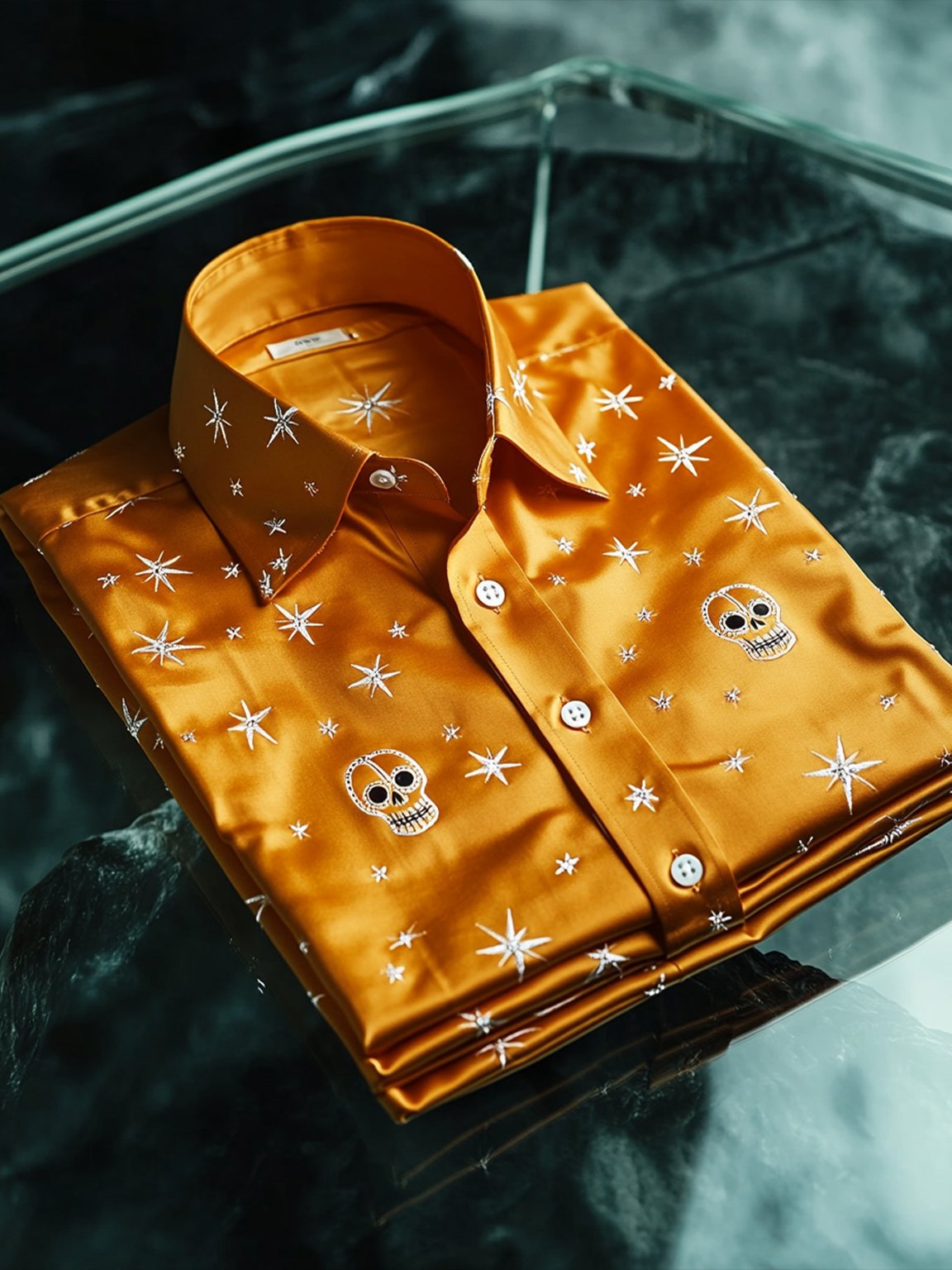 Camisa satén Luxe de manga larga con botones para hombre