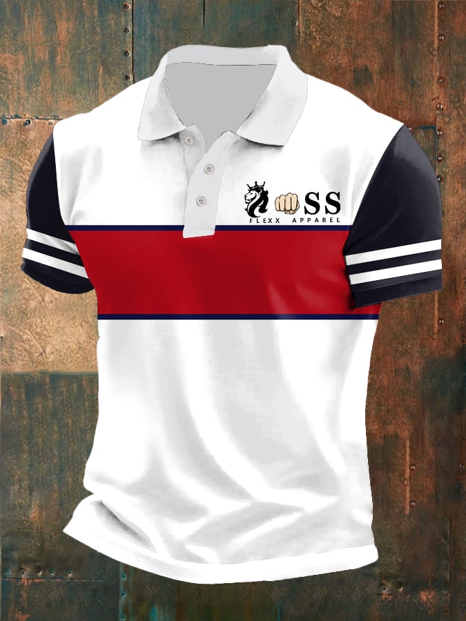 Camisa polo retro ejecutivo casual contrast color para hombre