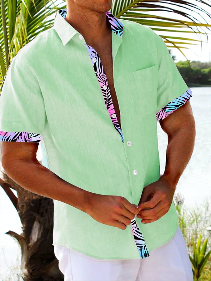 Camisa Tropical floral estampado Resort casual (With Pockets) para hombre