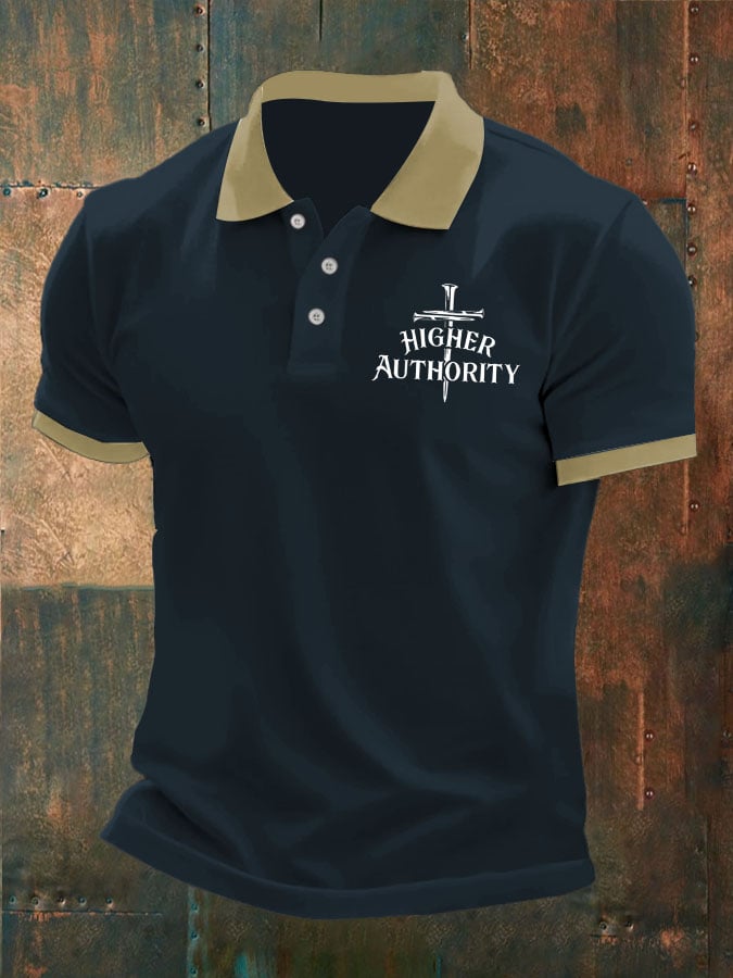 Camisa polo Higher Authority Cross Nails estampado casual para hombre