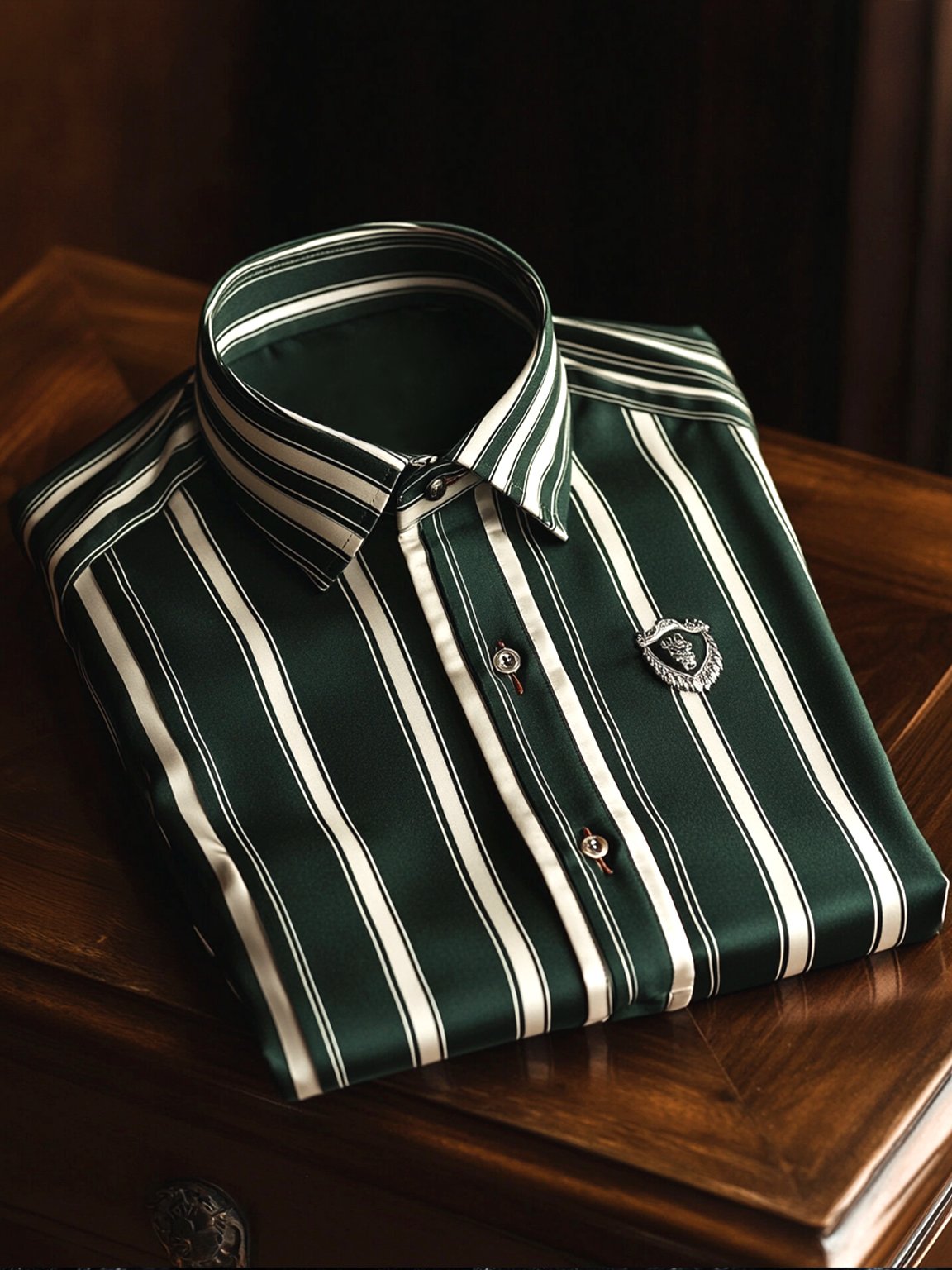 Camisa satén Luxe de manga larga con botones para hombre