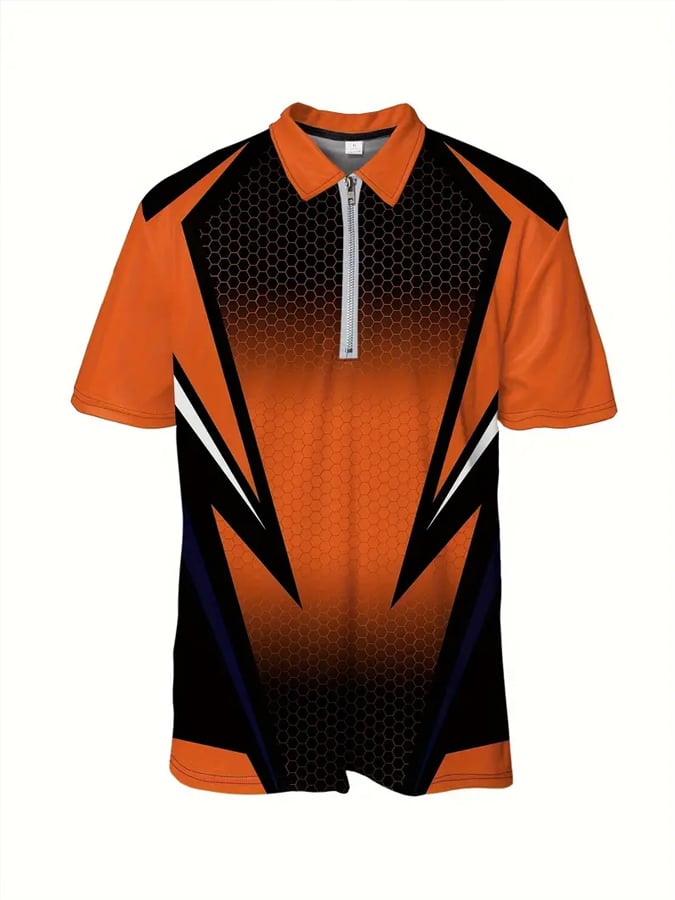 Camisa polo casual en bloques de color con cierre para hombre