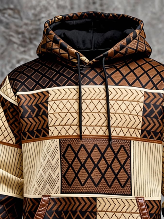 Sudadera vintage Color-Block Hooded para hombre