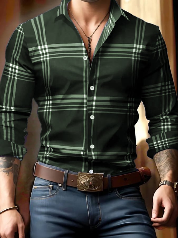 Ejecutivo Checkered Princamiseta para hombre