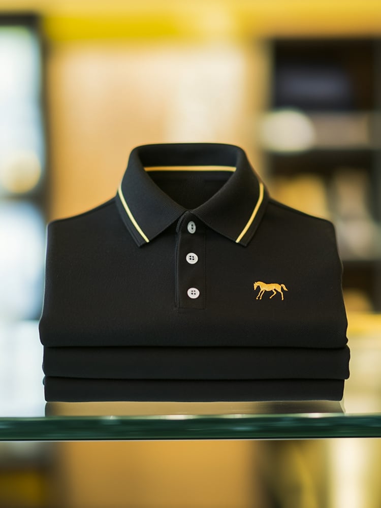 Camisa polo ejecutivo casual Horse Button de manga corta para hombre