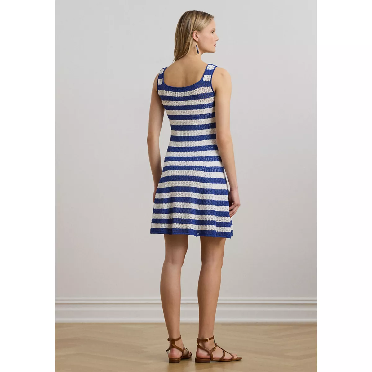 Striped Pointelle Knit Sweater Dress - 2