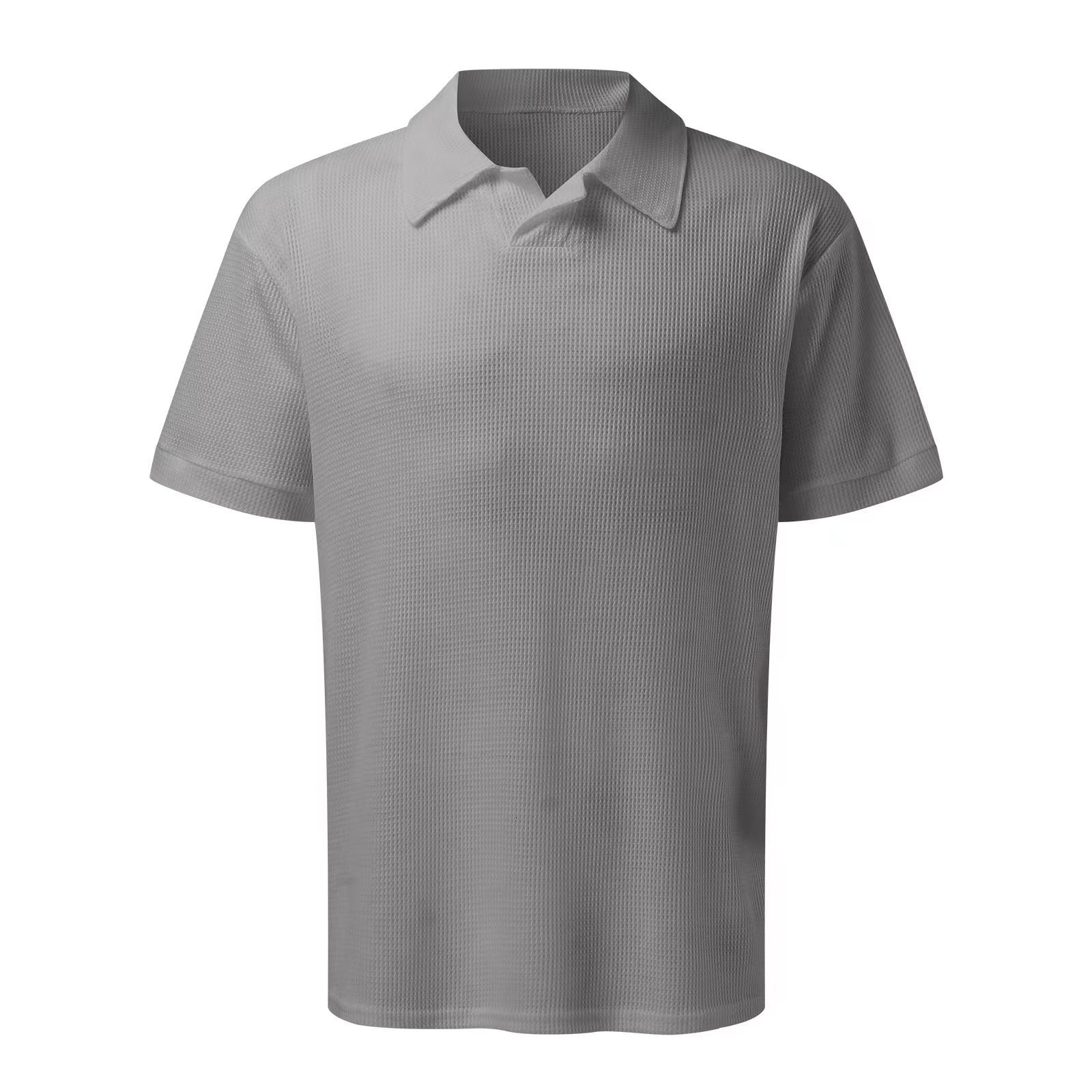 Camisa polo Suitmens Gray tejido V-Neck para hombre