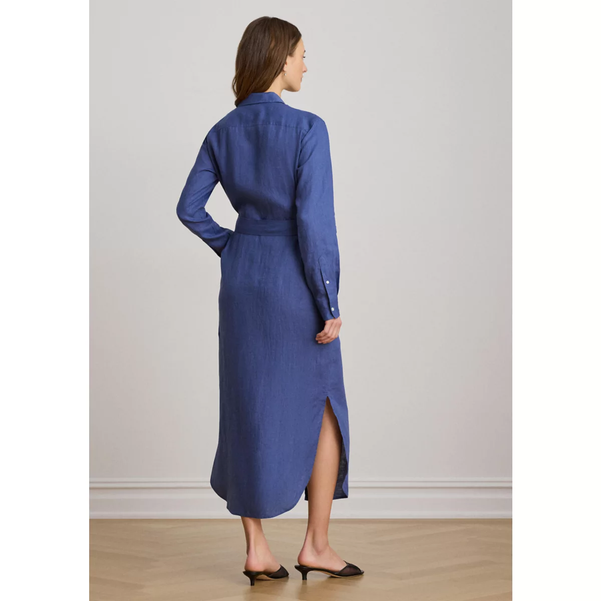 Belted Linen Midi Shirtdress - 2