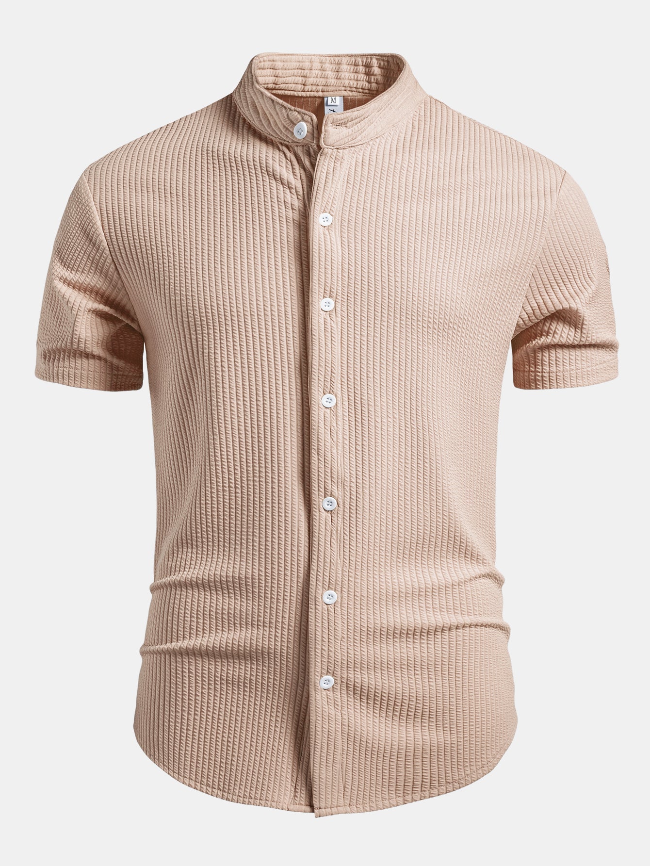 Camisa Muscle Fit Ribbed Stand Collar