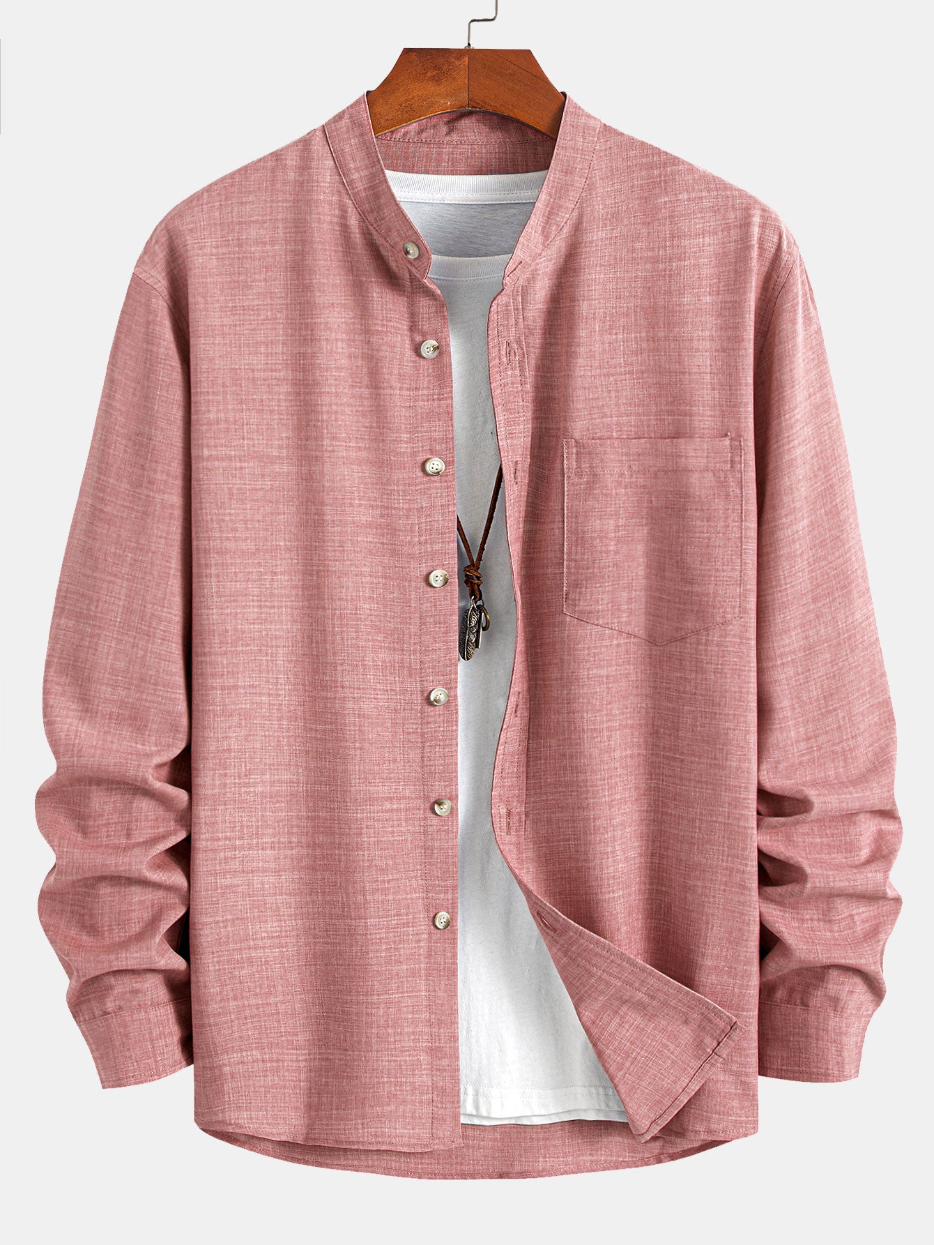 Camisa de manga larga Stand Collar