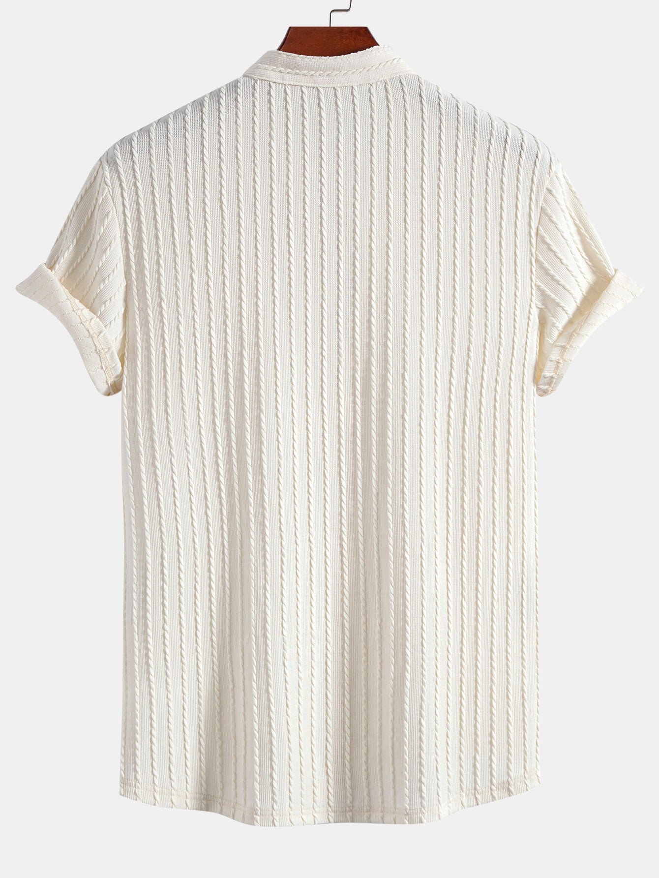Camisa Muscle Fit Stand Collar tejidoted Ribbed