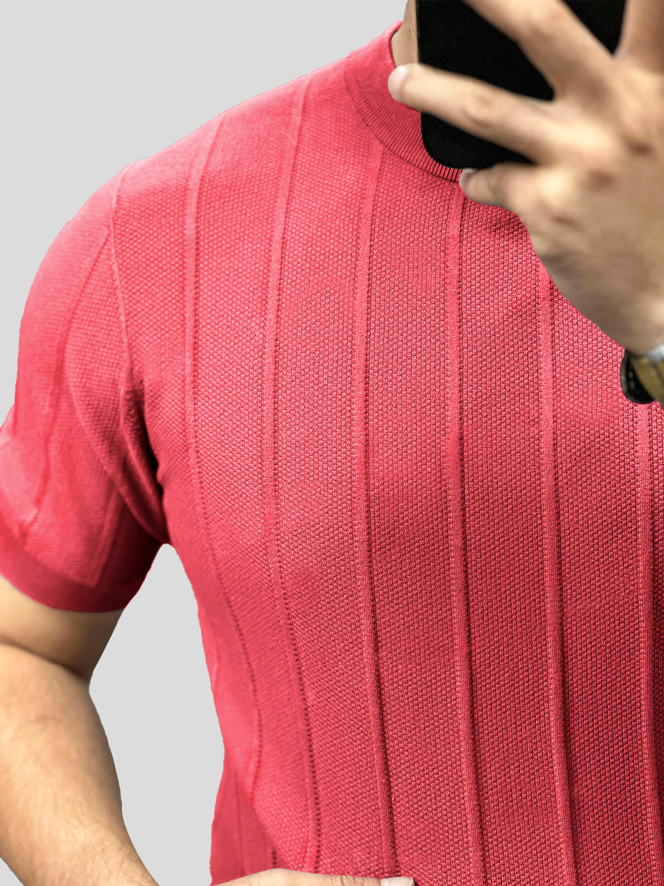 Camiseta Gentletejido transpirable a rayas de manga corta tejidoted