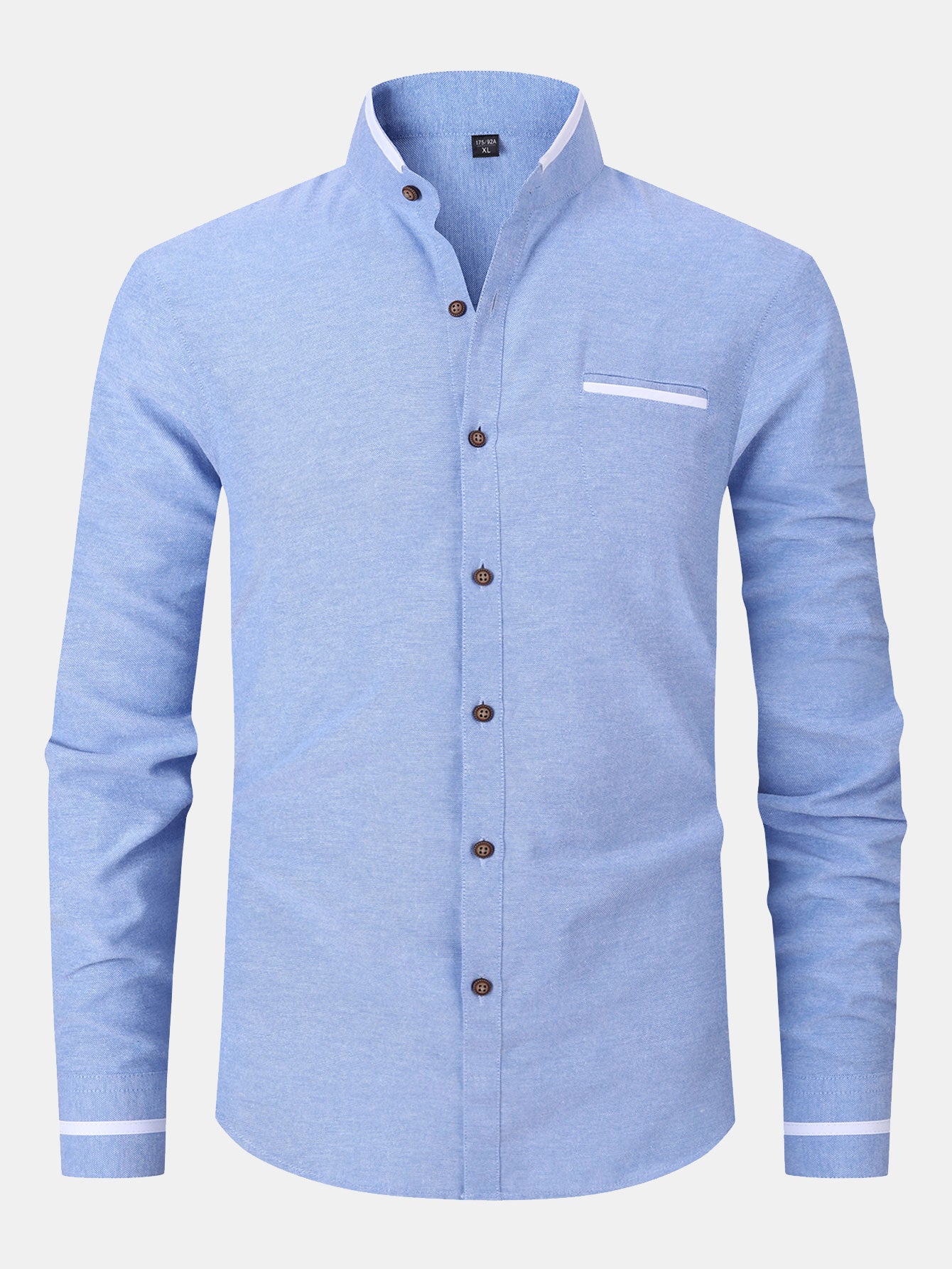 Camisa de manga larga Contrast Stand Collar