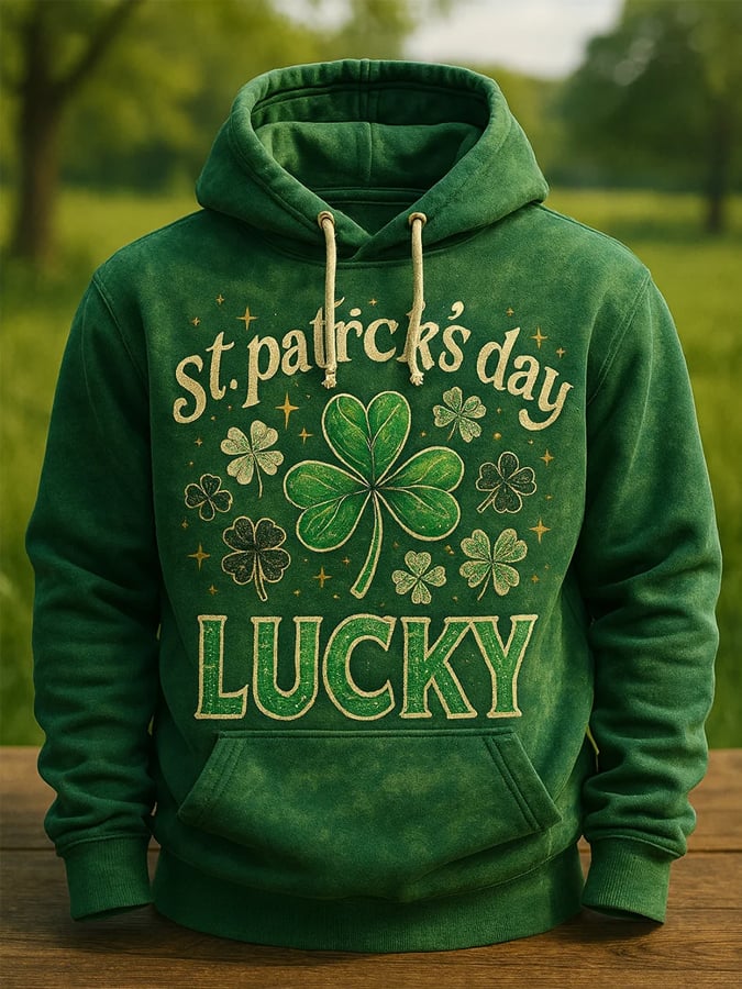 Sudadera St. Patrick's Day estampado de manga larga Hooded para hombre