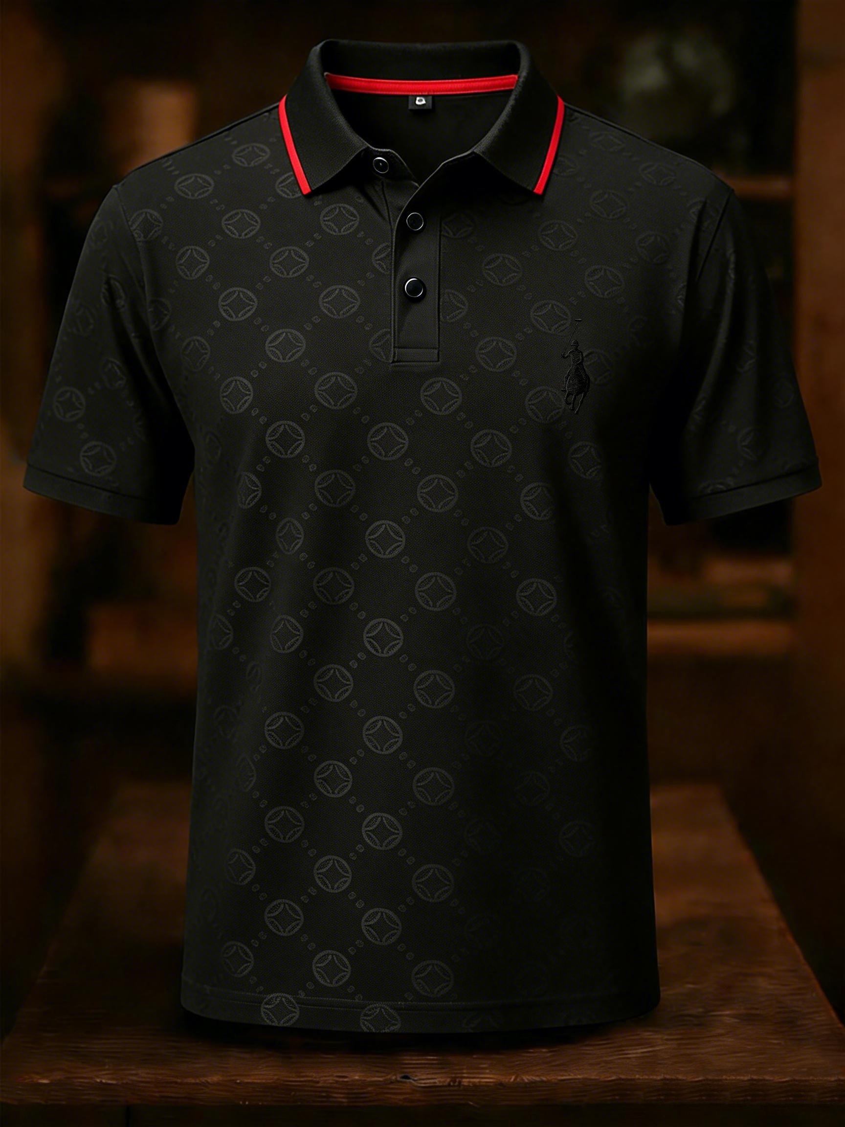 Camisa polo ejecutivo Style estampado de manga corta para hombre