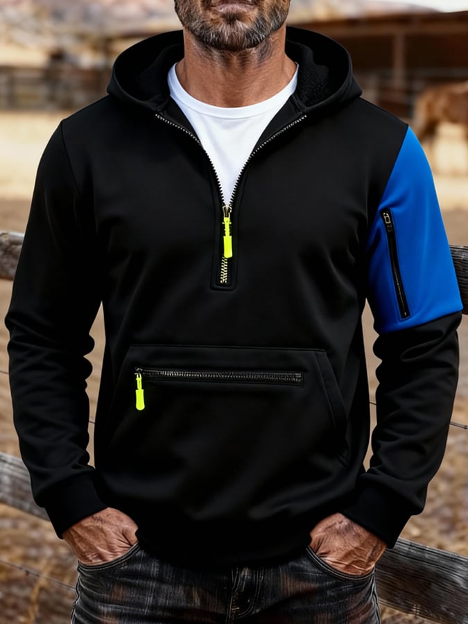 Sudadera vintage para exterior Style Patchpara trabajo Design with cierre bolsillos. para hombre