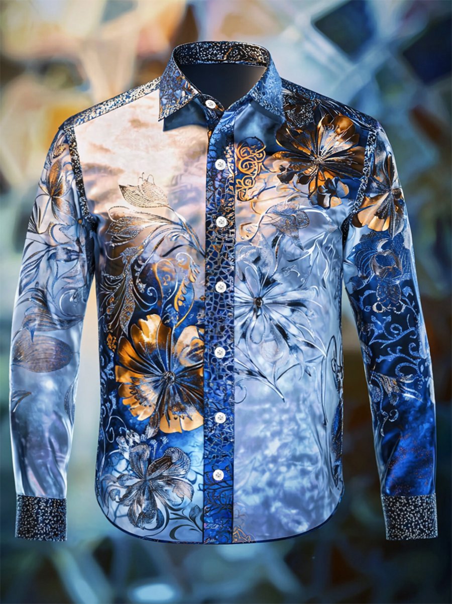 Camisa satén Luxe de manga larga con botones para hombre