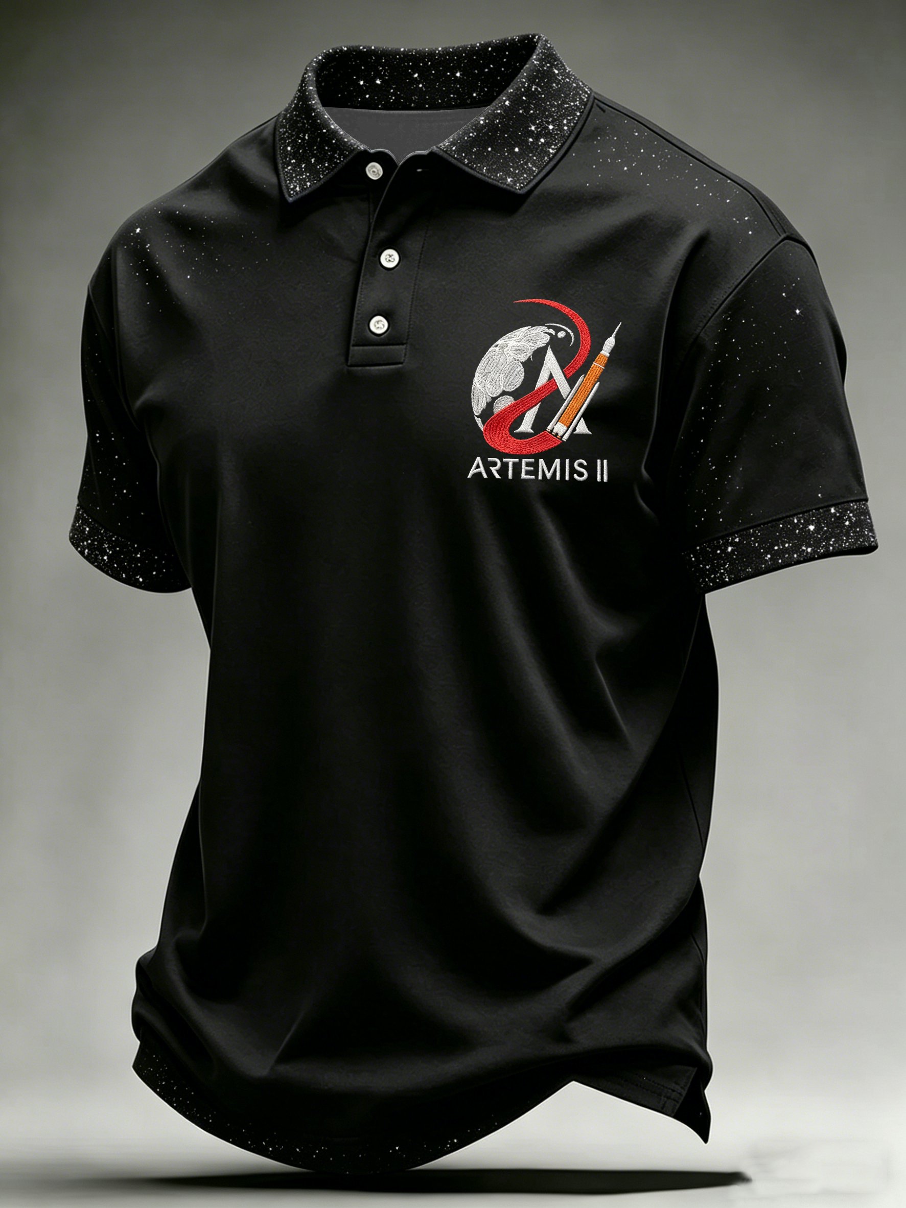 Camisa polo Spaceflight estampado casual para hombre