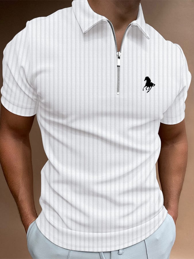 Camisa polo Horse estampado casual para hombre