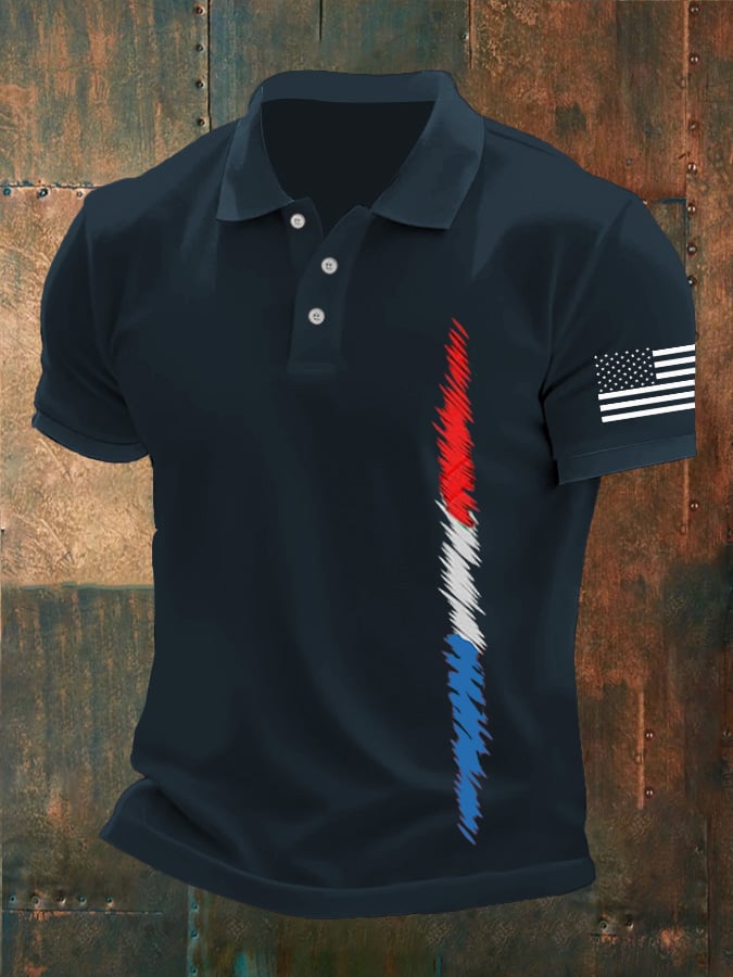 Camisa polo Red White And Blue estampado para hombre