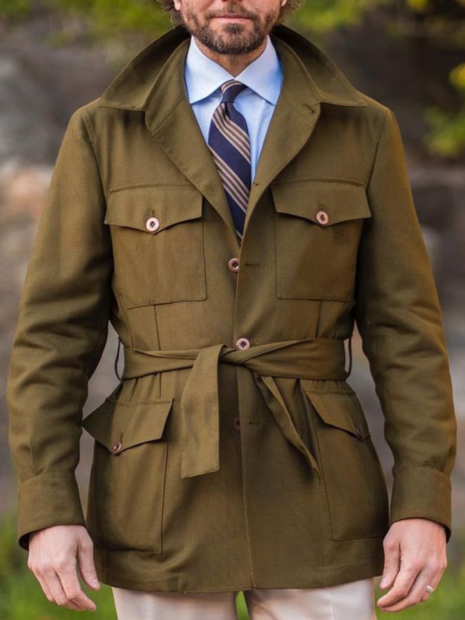 Mid Length de corte entalladoting Thin casual Windbreaker para hombre
