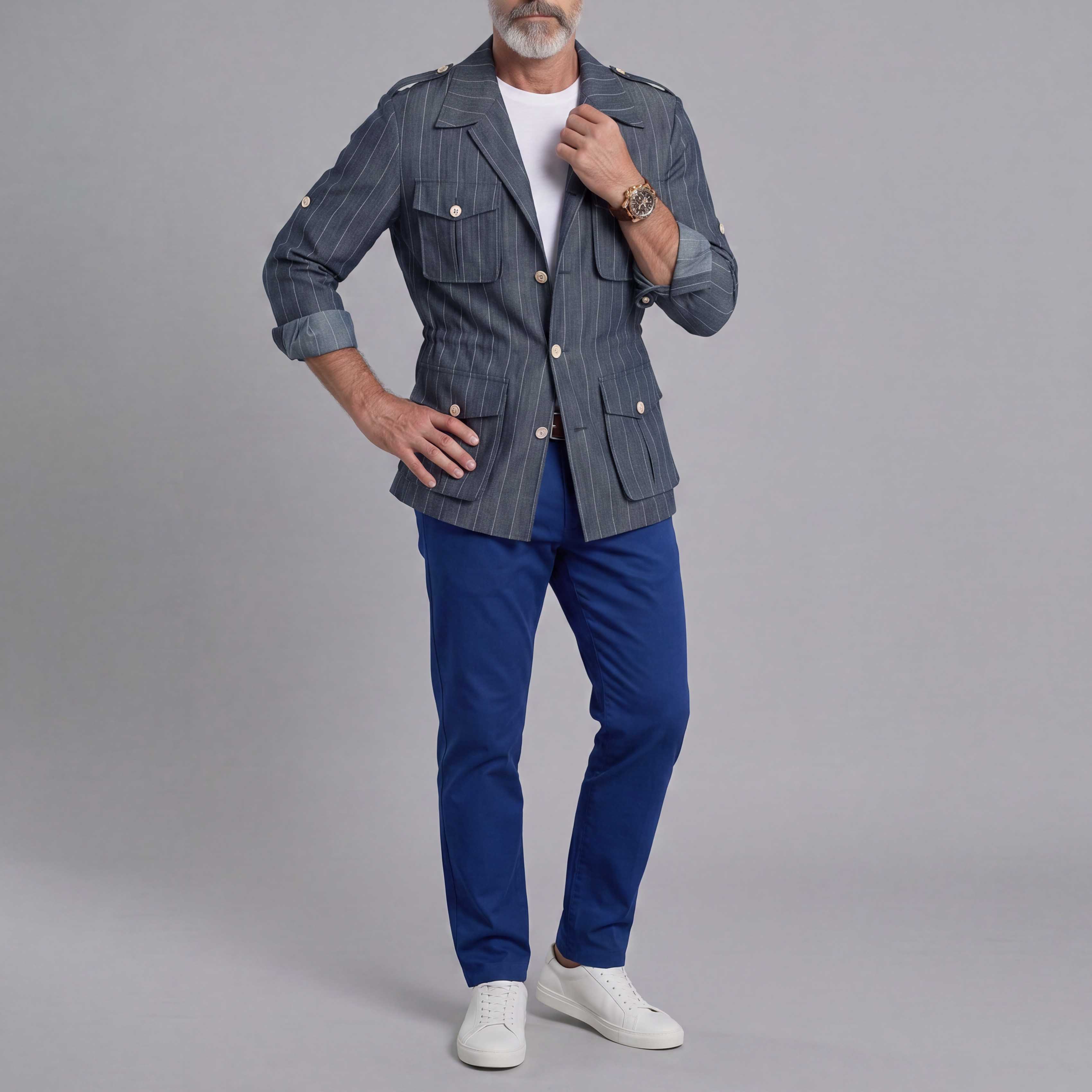 Chaqueta a rayas casual para hombre